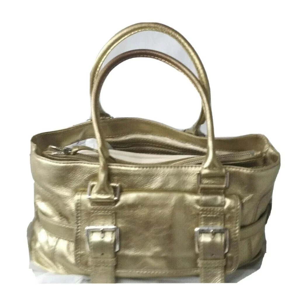 Michael Kors Brookville Shopper Leather Tote Handbag Golden Bronze Vintage Y2K